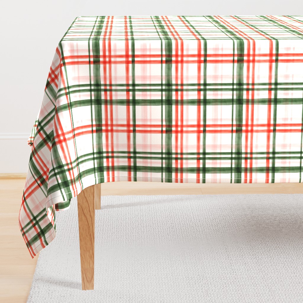 Christmas watercolor plaid (pink)