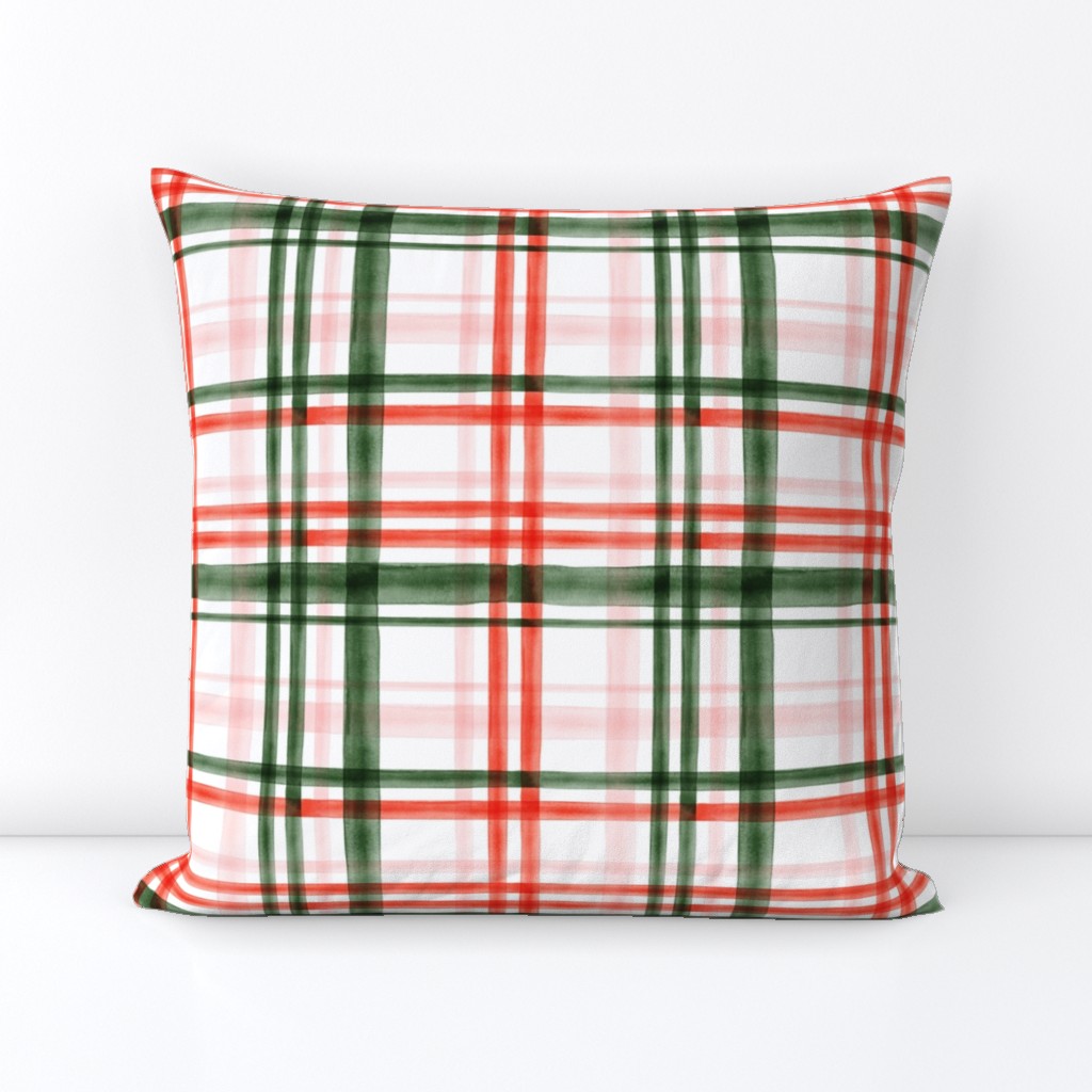 Christmas watercolor plaid (pink)