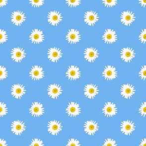 Shasta Daisy Polka Dots -- on sky blue