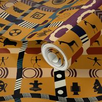 African Mudcloth Patchwork on Gold