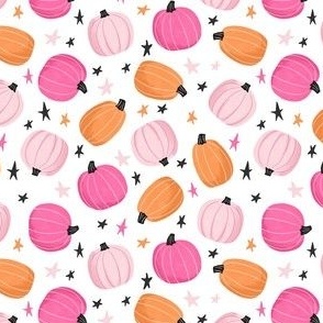Cute Pink & Orange Pumpkins and Stars