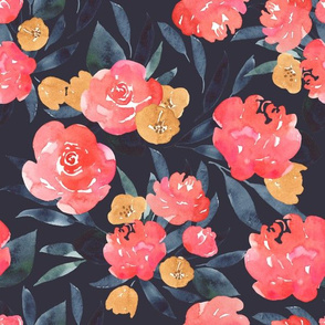 Pink Peony Moody Floral - Watercolor