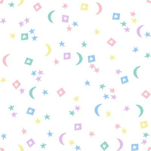 rainbow stars // moon, star, rainbow, pastels,  nursery, baby, neutral kids, baby