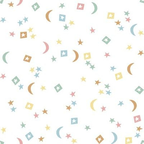 rainbow stars // moon, star, rainbow, earth tone, nursery, baby, neutral kids, baby