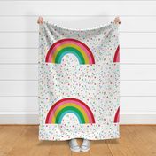 42"x 36" Rainbow Blanket - One Yard Panel (42" wide fabrics only) - rainbow, earth tones, stars, magic, nursery, baby, cute, moon, 