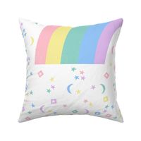 42"x 36" Rainbow Blanket - One Yard Panel (42" wide fabrics only) - rainbow, pastel, stars, magic, nursery, baby, cute, moon, 