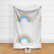 42"x 36" Rainbow Blanket - One Yard Panel (42" wide fabrics only) - rainbow, pastel, stars, magic, nursery, baby, cute, moon, 