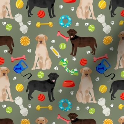 labrador retriever toys // dog, dogs, dog fabric, black lab, yellow lab, chocolate lab, dog dog design - green