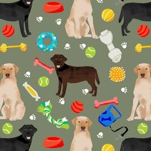 labrador retriever toys // dog, dogs, dog fabric, black lab, yellow lab, chocolate lab, dog dog design - green