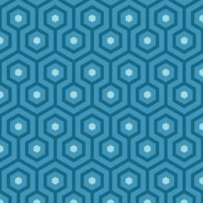 Art deco meandering caribbean blue hexagons Wallpaper