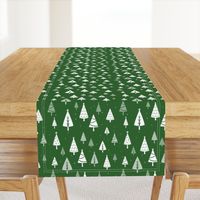 Retro Christmas Tree Pattern on Green