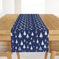 Retro Christmas Tree Pattern on Blue