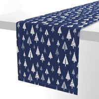 Retro Christmas Tree Pattern on Blue