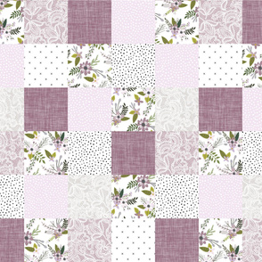 5" squares // lavender sprigs patchwork wholecloth