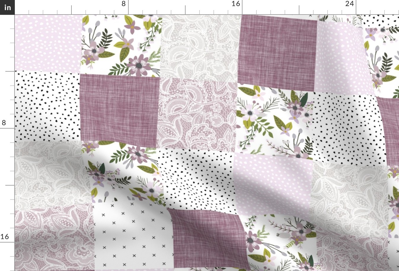 5" squares // lavender sprigs patchwork wholecloth