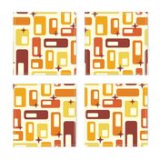 Retro mid-century modern Atomic capsules yellow orange