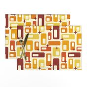 Retro mid-century modern Atomic capsules yellow orange