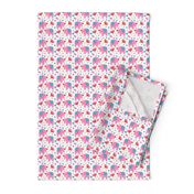 Cute Baby Girls Pink Elephants with Red Flowers on White