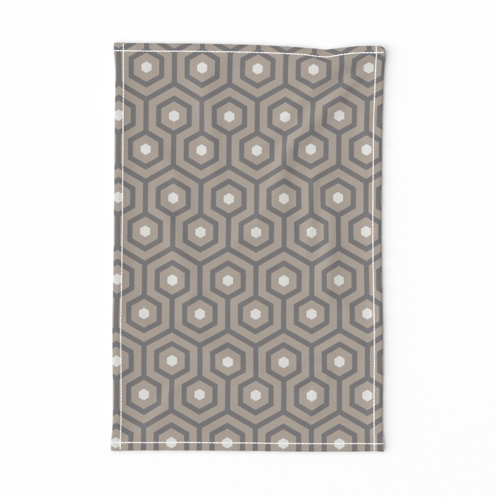 Retro 1920 Art Deco mushroom brown meandering hexagons Wallpaper