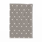 Retro 1920 Art Deco mushroom brown meandering hexagons Wallpaper