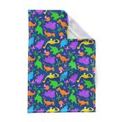 Medium - Cute colorful Kids dinosaurs on Blue