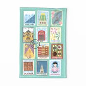 2024 Postcard Calendar Tea Towel 