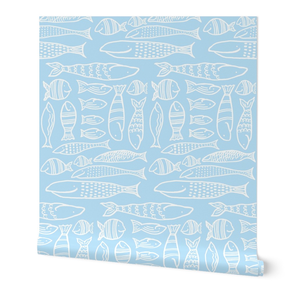 Funky Fish (baby blue & white)