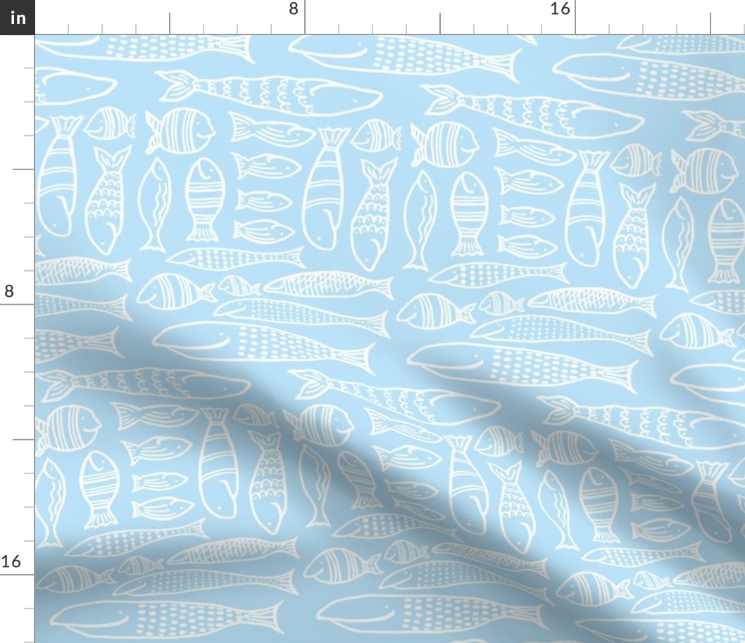 Funky Fish (baby blue & white)