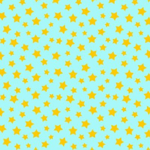 Stars Yellow on Light Blue