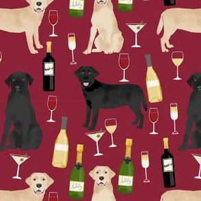 labrador wine fabric - black and yellow labs wine, white wine, red wine cute dogs