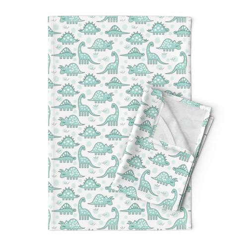 teal dinos on white