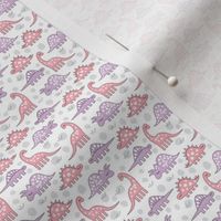 pink and lavender dinos on white