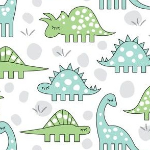 green and blue dinos on white