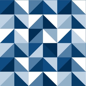 Retro triangles check classic blue