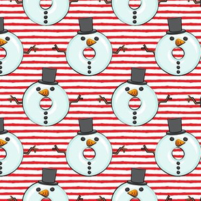 snowman donuts - red stripes - Christmas & winter 