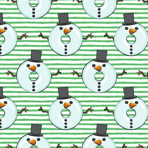 snowman donuts - green stripes - Christmas & winter 