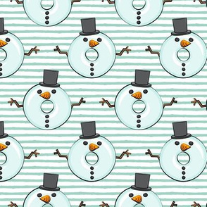 snowman donuts - mint stripes - Christmas & winter 