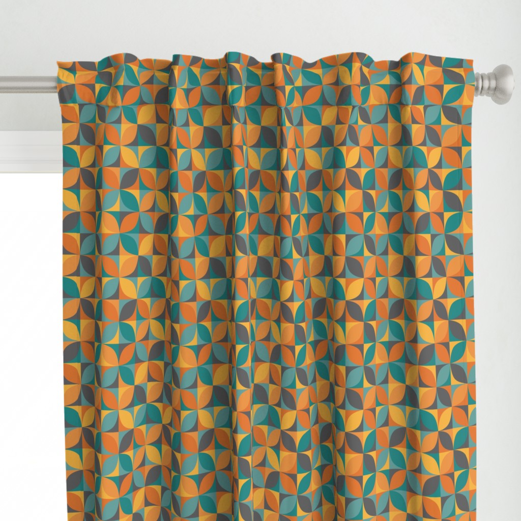 Boho geometric MCM retro circles teal orange