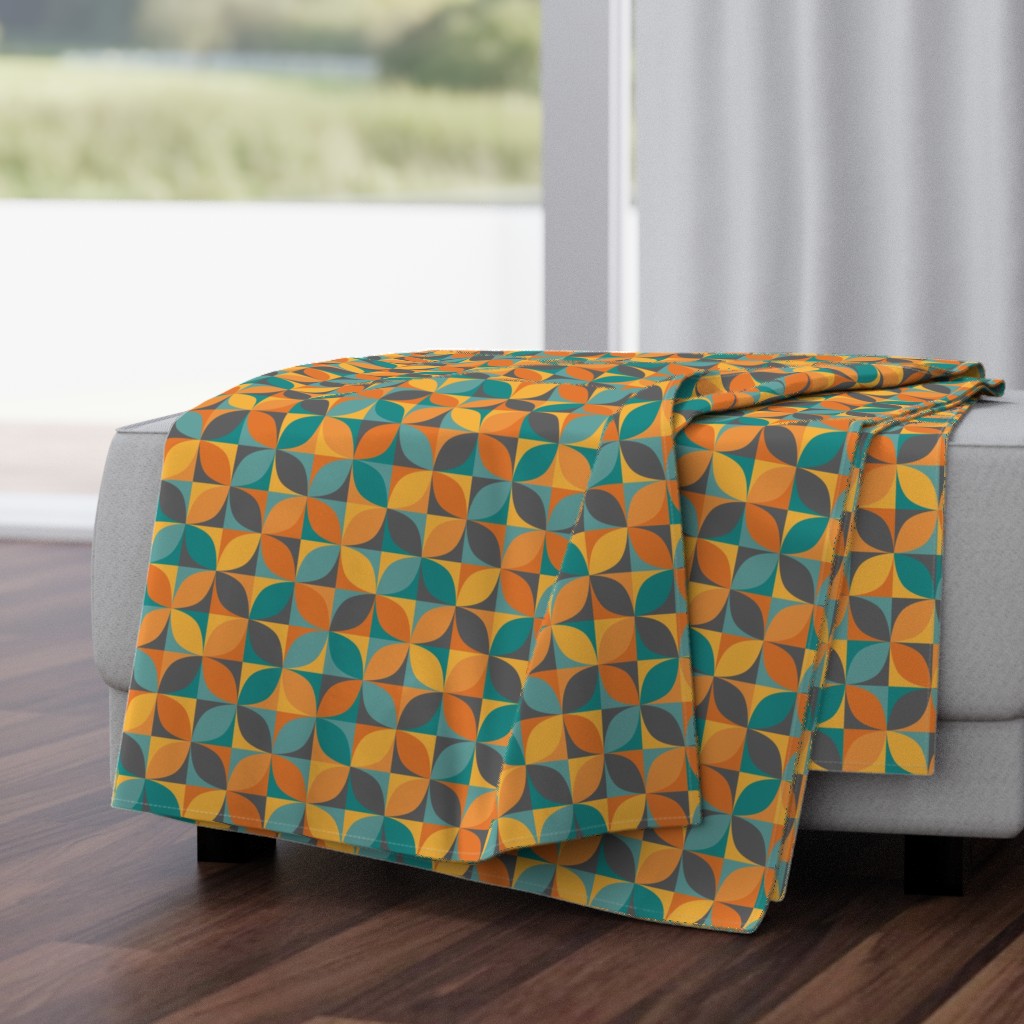 Boho geometric MCM retro circles teal orange