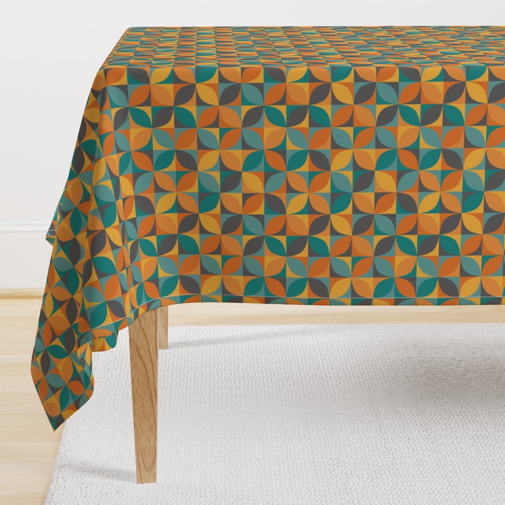 Boho geometric MCM retro circles teal orange