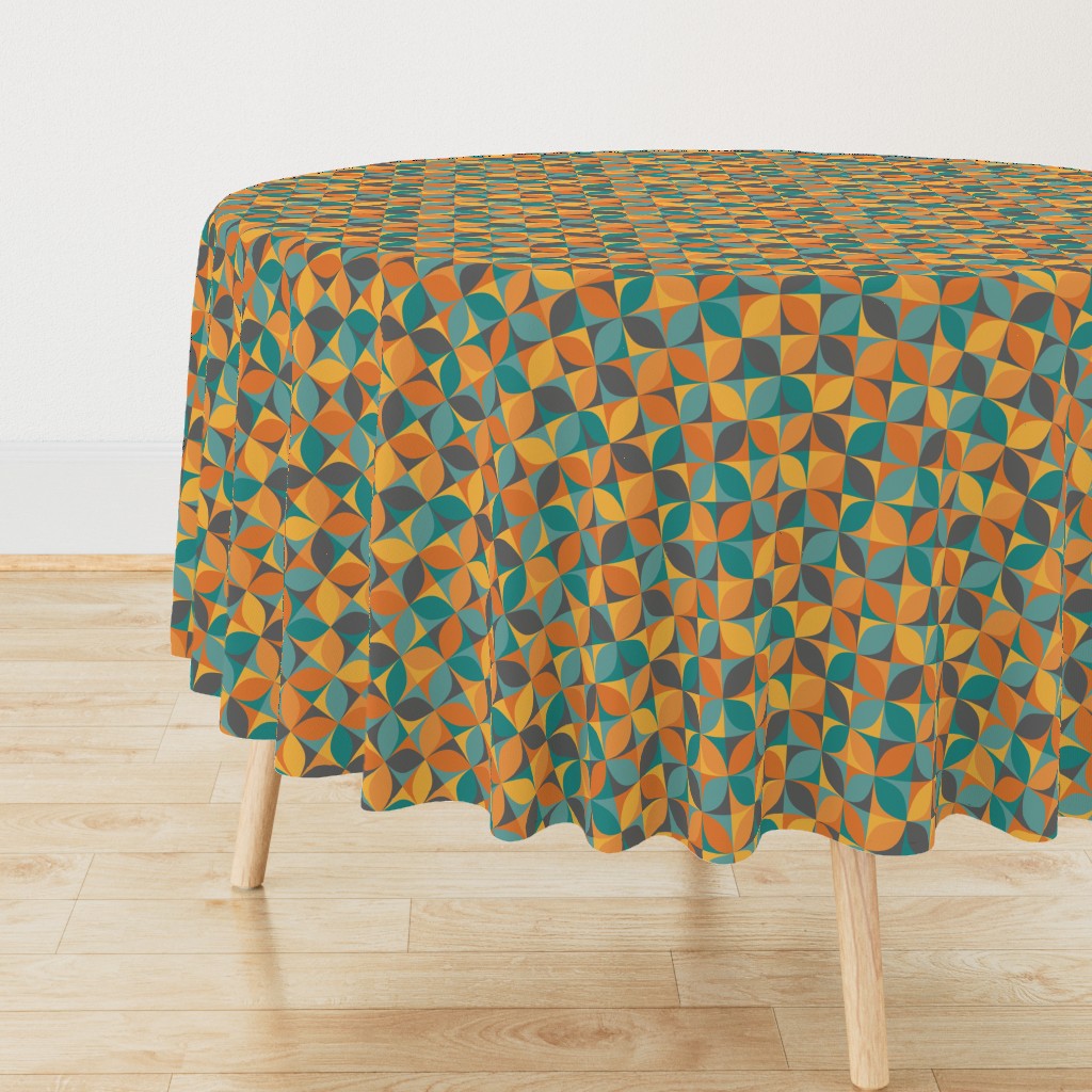 Boho geometric MCM retro circles teal orange