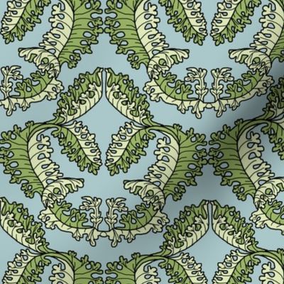 Acanthus Leaf Damask on Bluegray