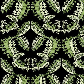 Acanthus Leaf Damask on Black