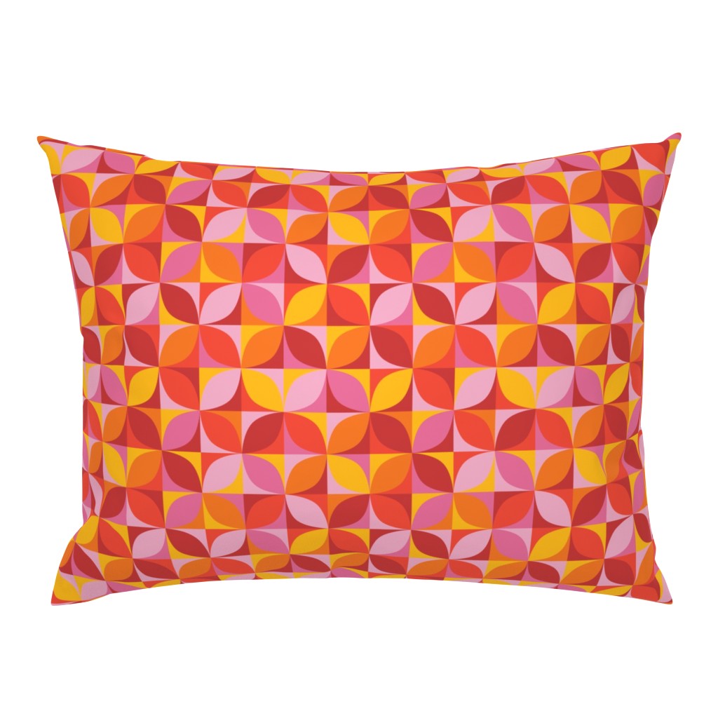 Bohemian geometric Mid-century modern circles red orange