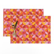 Bohemian geometric Mid-century modern circles red orange