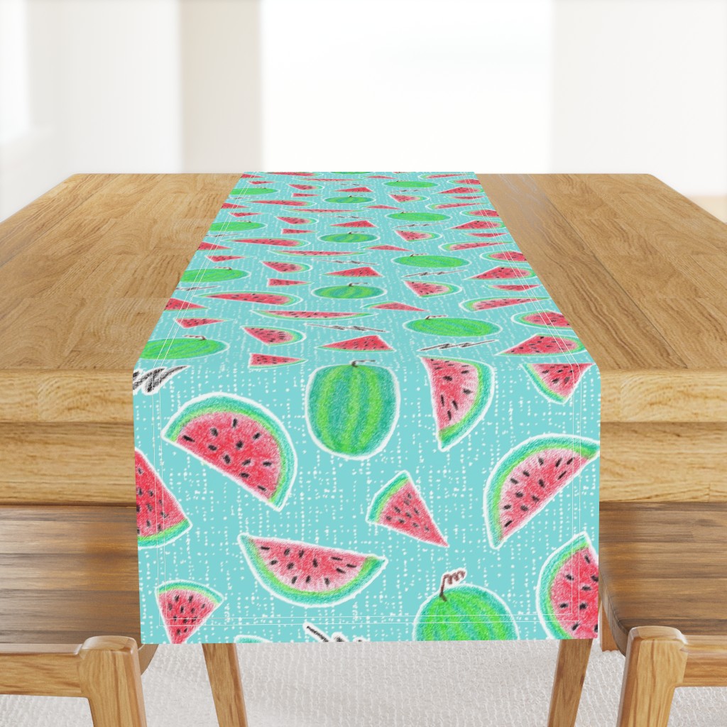 Watermelons neon teal red green crayons