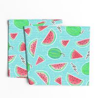 Watermelons neon teal red green crayons