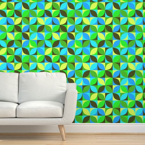 Removable Water-Activated Wallpaper Mid Century Modern Scandinavian Abstract 