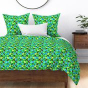 Mid-century Modern retro circles mix neon green blue