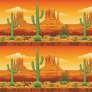 Desert Mountains Cactus Border